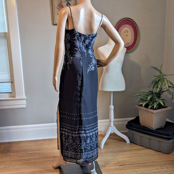 Vintage 1990s Rampage Slip Dress Floral Cottage Slit Whimsygoth Size 3 - Picture 5 of 16